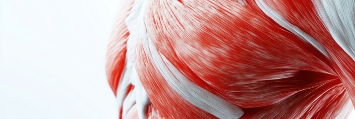Leinwandbilder - Experience the stunning visual of a red and white muscle showcasing its structure in a detailed 3D close-up, revealing its unique textures. Generative AI