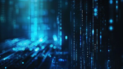 Abstract Digital Blue Background with Binary Code