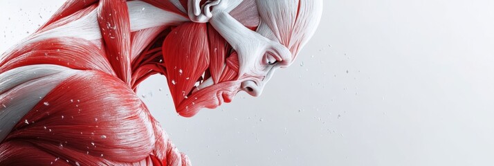 Leinwandbilder - This close-up showcases the striking details of red and white muscle fibers, emphasizing unique anatomical features and textures. Generative AI