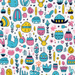 © popofyear - For naming this image, you could use a simple and clear title like Playful Doodle Pattern for Kids This reflects the fun, whimsical design and its suitability for children's themes