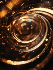 Aufkleber - Golden spirals and shimmering stars create an enchanting display of abstract Christmas symbols against a dark backdrop. Generative AI