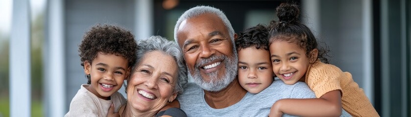 A joyful multigenerational family portrait with smiles and warmth, showcasing love and connection among generations.