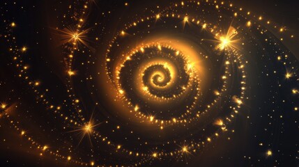 Aufkleber - Swirling golden patterns blend with sparkling stars, creating a mesmerizing abstract representation of festive spirit in darkness. Generative AI