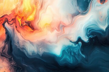 Poster - Abstract horizons: modern futuristic aesthetics featuring marble-inspired translucent color patterns. Lively colorful background merging fluid painting styles and methods
