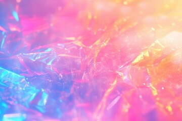 Poster - Beautiful multicolor fusion backdrop showcasing gentle grain. Creative soft-focused pastel gradient texture with a holographic look. Bright digital gritty effect bringing back nostalgic