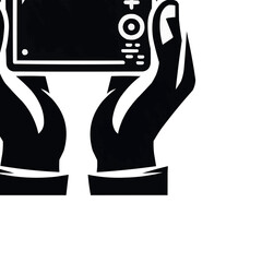Poster - vector Holding a camera silhouette in white background
