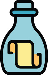 Poster - Glass bottle with a rolled paper message inside, often used for sending secret messages or wishes