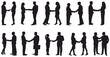© LazyArtist - set of business people handshake silhouette vector illustration
