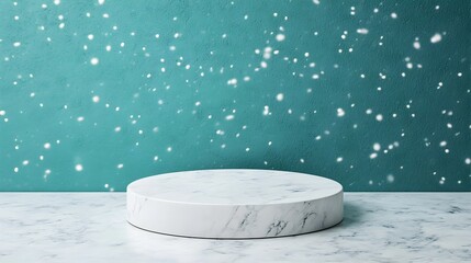 Fototapete - Frosty Winter Podium with Snowy Backdrop 3D