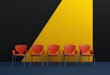 © jayalath - chairs in a row,empty chairs. Hiring new job vacancy, recruiting new job vacancies concepts. 3D Rendering,Generative AI