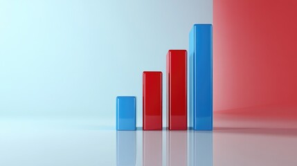 Aufkleber - Growth Chart with Blue and Red Bars on Minimalist Background