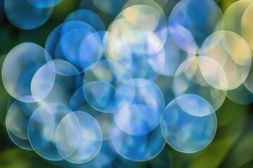 Fototapete - Soft blue bokeh lights creating an abstract background, vibrant and dreamy effect.