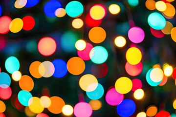 Poster - Colorful bokeh lights creating a vibrant and festive atmosphere.