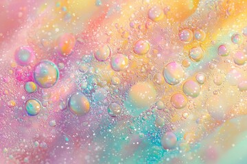 Poster - Colorful abstract bubbles on a soft pastel background.