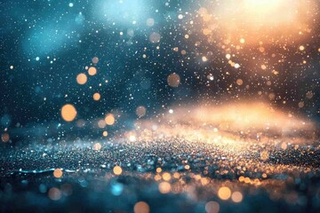 Poster - Beautiful shimmering bokeh effect with colorful light and particles in a dark background.
