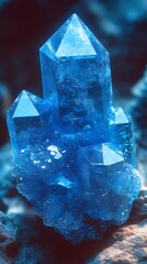 Aufkleber - Stunning Blue Crystal Cluster on Rocks with Textured Background : Generative AI