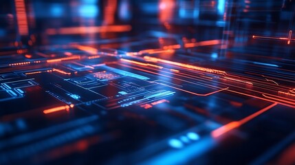 Aufkleber - Futuristic Neon Circuit Board Background for Technology and Innovation Concepts : Generative AI