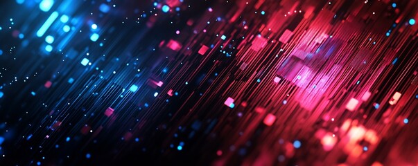 Poster - Abstract Digital Light Streaks with Vibrant Blue and Red Gradient Effects for Modern Designs : Generative AI