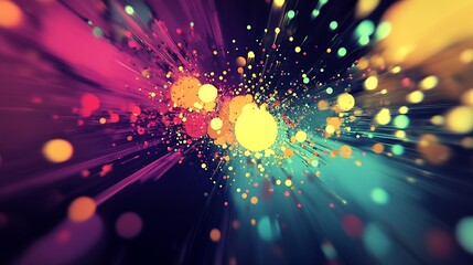 Aufkleber - Vibrant Abstract Energy Burst with Colorful Light Particles and Motion Effects : Generative AI