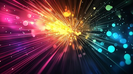 Aufkleber - Vibrant and Luminous Multicolor Light Streaks with Radiant Abstract Bokeh : Generative AI