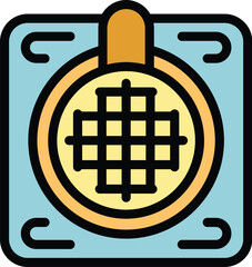 Poster - Colorful icon showing water going down drain hole into sewer system