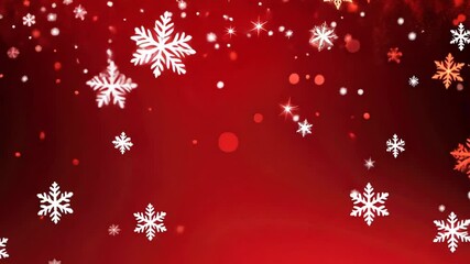 Poster - winter wonderland: a festive background with white snowflakes falling on a red gradient background. 