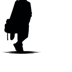 Poster - vector Standing with a bag over the shoulder silhouette in white background
