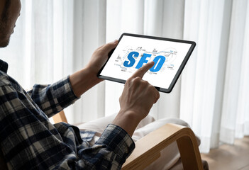 Poster - seo search engine optimization for modish e-commerce and online retail business showing on computer 