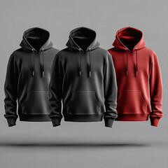 Blank hoodie mockup set,3D rendering sweatshirt front view 