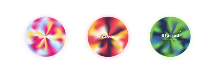 Fototapete - Abstract circle shapes with gradient isolated on white background. Vector set. Fluid vivid gradients for banners. Modern trendy design. Liquid shape. Colorful bright neon template. Dynamic soft color.