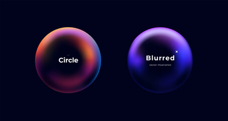 Fototapete - Abstract circle shapes with gradient isolated on black background. Vector set. Fluid vivid gradients for banners. Modern trendy design. Liquid shape. Colorful bright neon template. Dynamic soft color.