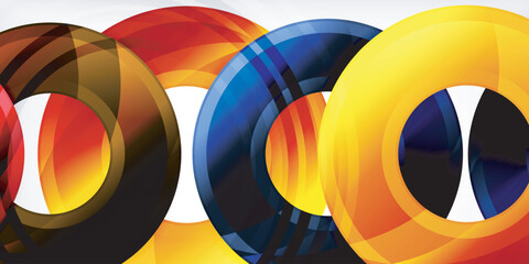 Poster - Bright colorful circles with light effects. Abstract background