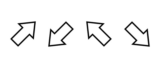 Poster - Upward rightward, downward leftward, upward leftward, and downward rightward icon in outline concept