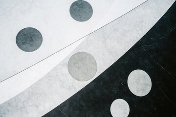 Aufkleber - Large and small circles are arranged on a diagonal grid, creating an abstract geometric pattern in shades of black and white. Generative AI