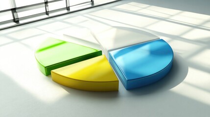 Poster - Colorful 3D Pie Chart on Office Floor