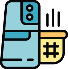 Poster - Smartphone controlling a smart deep fryer, symbolizing the concept of a smart kitchen