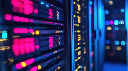 Poster - detail of servers in a rack at a data center