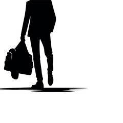 Poster - vector Standing with a bag over the shoulder silhouette in white background
