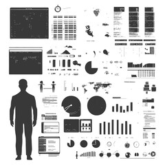 Poster - Hand Drawn Black and White Data Visualization Charts and Graphs