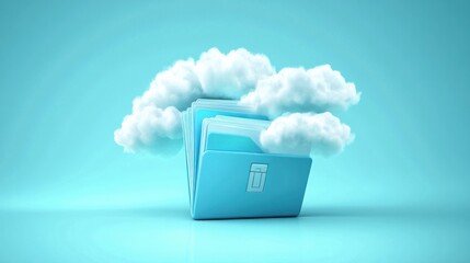 Poster - internet cloud computing technology and online data storage for transferring backup file. document m