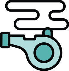 Poster - This vector illustration features a whistle blowing a loud sound, ideal for representing concepts like attention, alert, and warning
