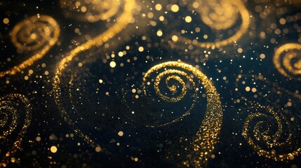 Poster - Golden spirals and sparkling stars intertwine beautifully on a dark background, evoking a magical Christmas spirit filled with light. Generative AI