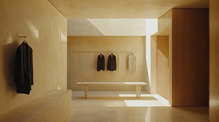 Aufkleber - Modern Minimalist Clothing Display Interior Design
