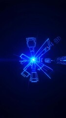 Poster - Blue futuristic high-tech intro with a glowing center and light trails.