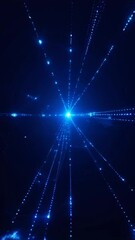 Poster - Cyber high-tech blue intro with a glowing center and abstract light rays.