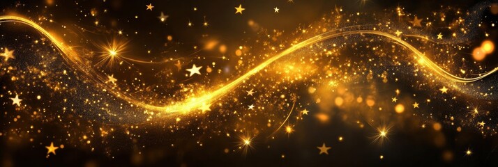Aufkleber - Golden spirals and stars blend together against a dark backdrop, creating an enchanting abstract representation of the holiday season. Generative AI