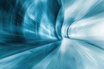 Poster - A dynamic abstract blur of blue and white colors representing movement in a futuristic setting