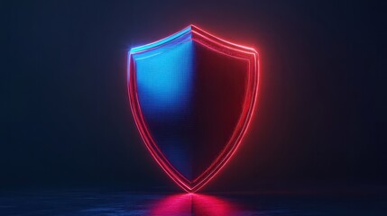 Poster - glowing red and blue shield representing cyber security.