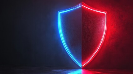 Poster - glowing red and blue shield representing cyber security.