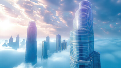 Leinwandbilder - A high-rise architecture building and futuristic architecture together.